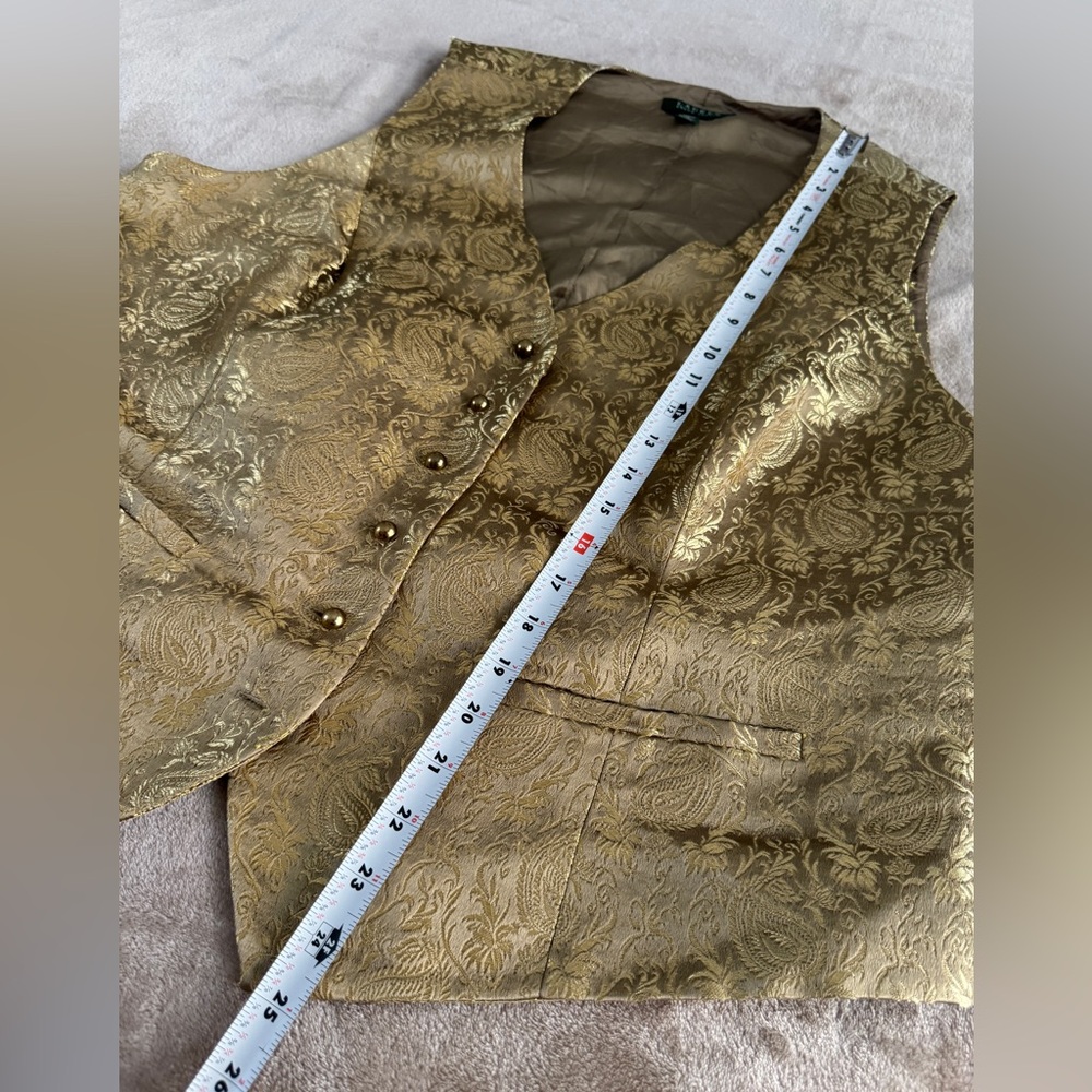 Elegant Gold Brocade Vest - Picture 7 of 9